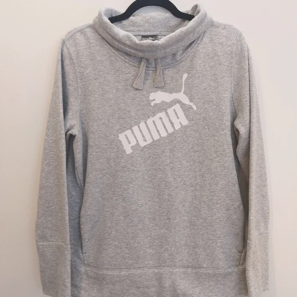 ~Puma Light Grey Mock Neck Hoodie~ - Picture 2 of 7